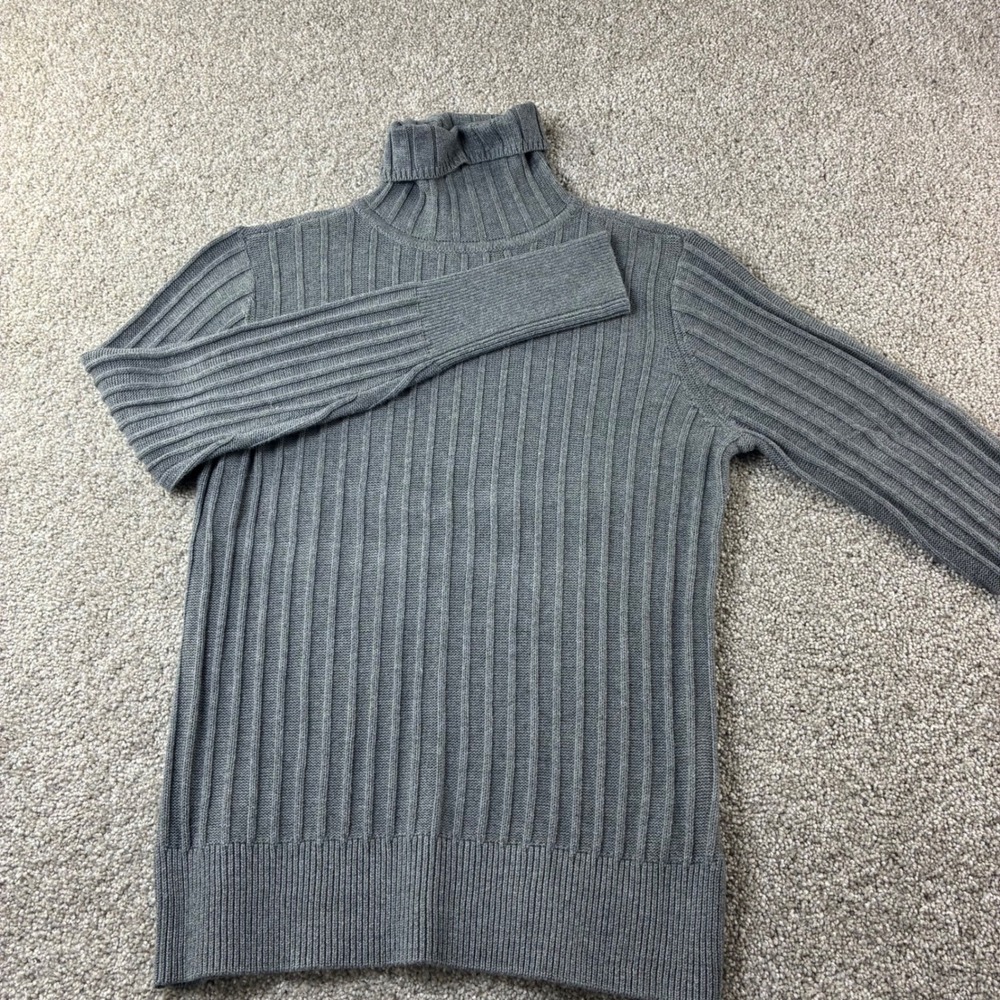 Simply Vera Vera Wang Gray Turtleneck Sweater Ribbed Knit Womens Size M Casual